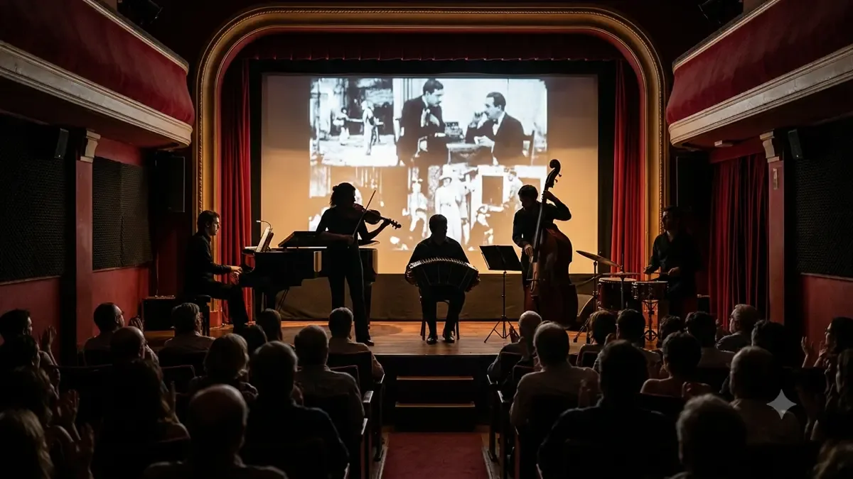 Proyección audiovisual acompañada por música en vivo